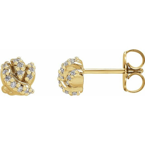 14 Karat Yellow Gold .07 Carat Natural Diamond Knot Earrings