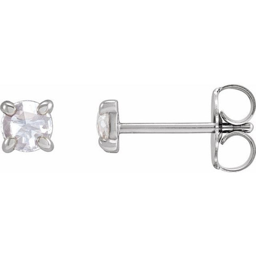 Platinum 0.16 Carat Rose Cut Natural Diamond 4 Prong Claw Earrings