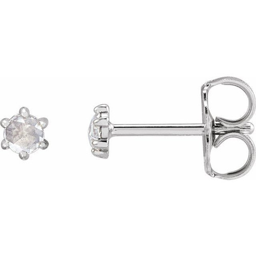 Sterling Silver .07 Carat Rose Cut Natural Diamond Earrings