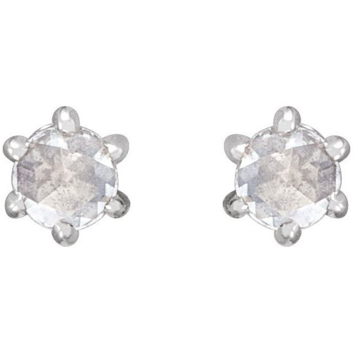 Sterling Silver .07 Carat Rose Cut Natural Diamond Earrings