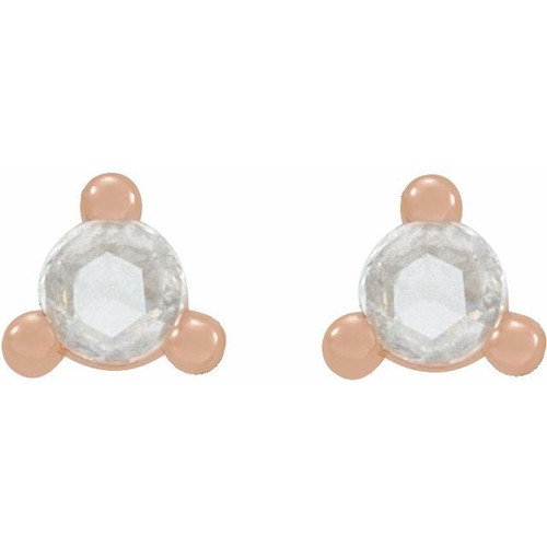 14 Karat Rose Gold .04 Carat Rose Cut Natural Diamond Earrings