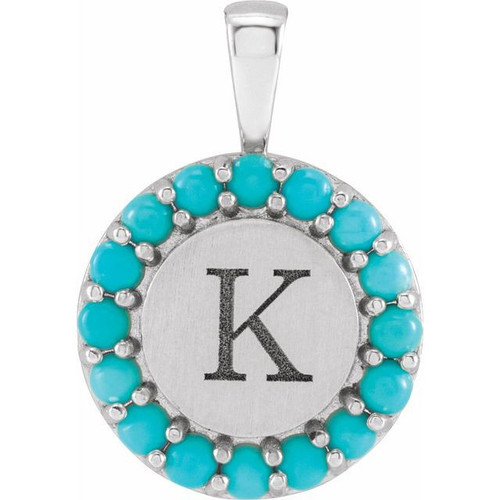 Platinum Turquoise Engravable Halo Style Pendant