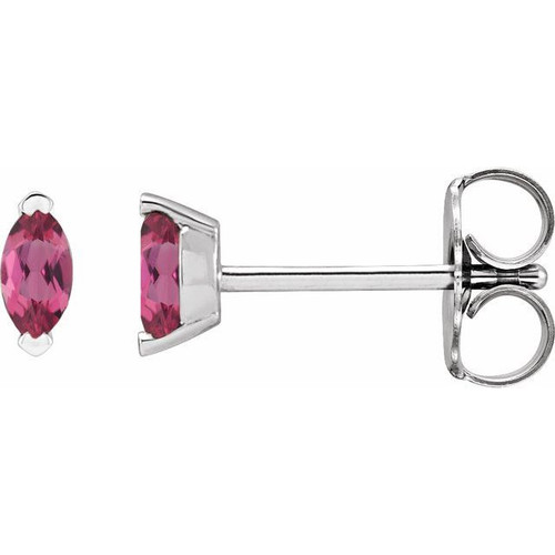 Sterling Silver Natural Pink Tourmaline Earrings
