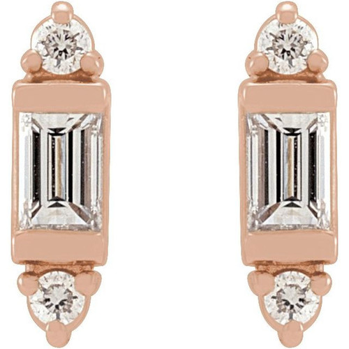 14 Karat Rose Gold 0.10 Carat Natural Diamond Earrings