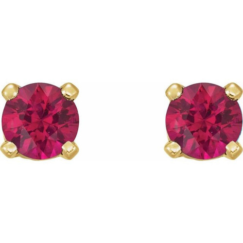 14 Karat Yellow Gold Natural Ruby Earrings