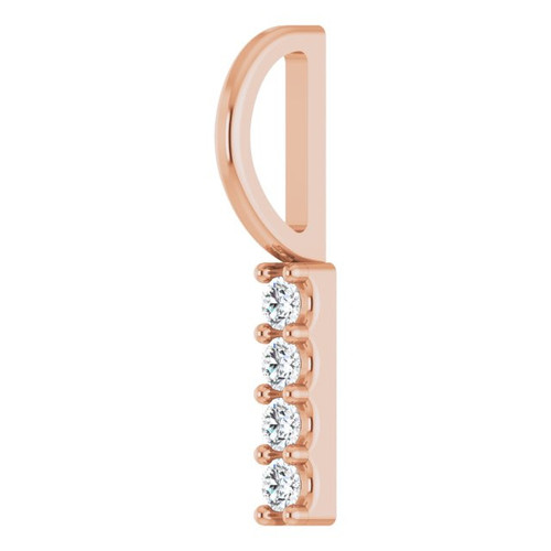 14 Karat Rose Gold .07 carat Diamond Vertical Bar Charm