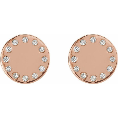 14 Karat Rose Gold .05 Carat Natural Diamond Full Moon Phase Earring