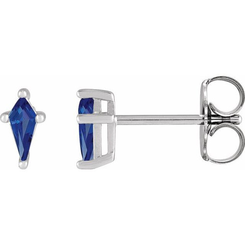 Platinum Lab Grown Blue Sapphire Earrings