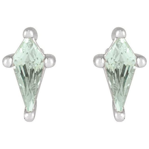 14 Karat White Gold Lab Grown Green Blue Sapphire Earrings