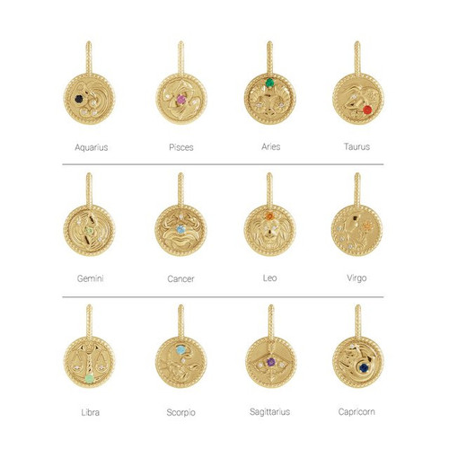 14 Karat Rose Gold Blue Zircon and .0025 carat Diamond Scorpio Charm