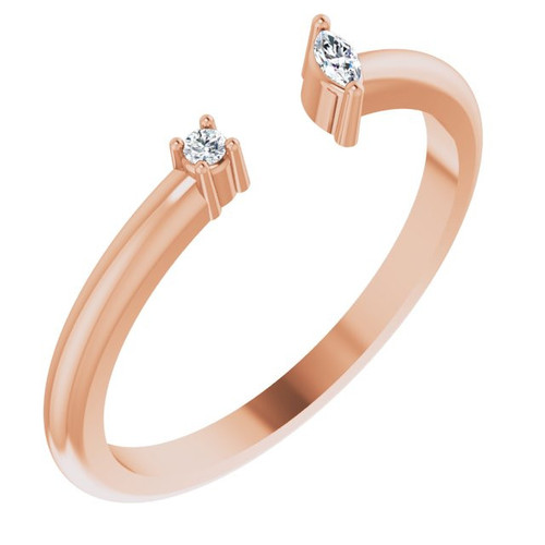 Rose Gold 14 Karat .04 Carat Diamond Negative Space Ring
