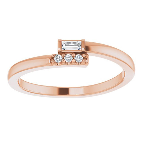 Rose Gold 14 Karat .07 Carat Natural Diamond Stackable Ring