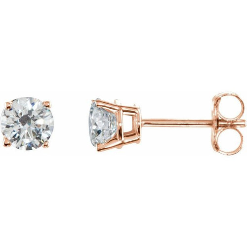 14 Karat Rose Gold 1/2 Carat Diamond Earrings