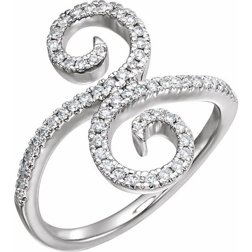 14 Karat White Gold 0.33 Carat Diamond Swirl Ring
