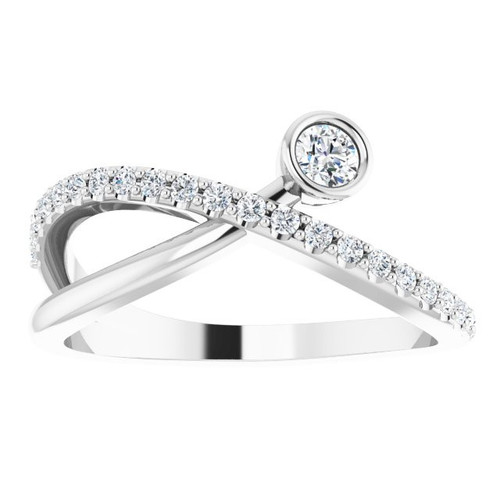 Genuine Diamond set in 14 Karat White Gold 0.33 Carat Diamond Ring  .