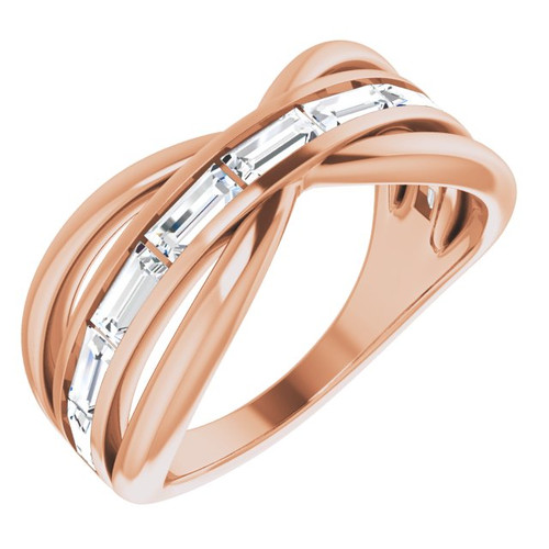 14 Karat Rose Gold 1 0.16 Carat Diamond Negative Space Ring