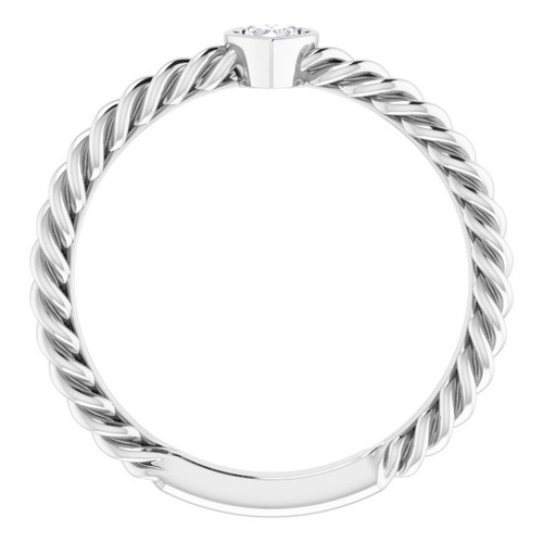 Platinum 0.16 Carat Diamond Bezel Set Rope Ring