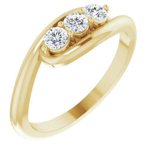 14 Karat Yellow Gold 0.25 Carat Diamond 3 Stone Bypass Ring 14 Karat Yellow Gold 0.25 Carat Diamond 3 Stone Bypass Ring