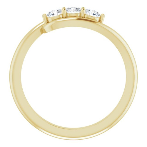 14 Karat Yellow Gold 0.25 Carat Diamond 3 Stone Bypass Ring 14 Karat Yellow Gold 0.25 Carat Diamond 3 Stone Bypass Ring