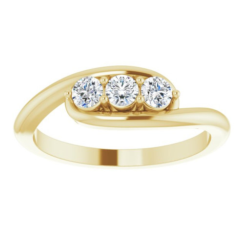14 Karat Yellow Gold 0.25 Carat Diamond 3 Stone Bypass Ring 14 Karat Yellow Gold 0.25 Carat Diamond 3 Stone Bypass Ring