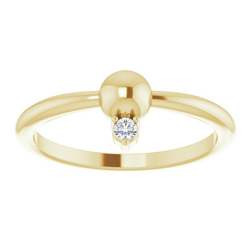 14 Karat Yellow Gold .03 Carat Diamond Stackable Bead Ring