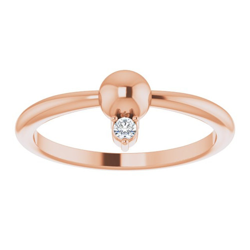 14 Karat Rose Gold .03 Carat Diamond Stackable Bead Ring