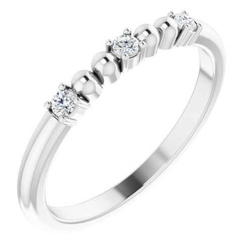 Platinum 0.10 Carat Diamond Bead Ring