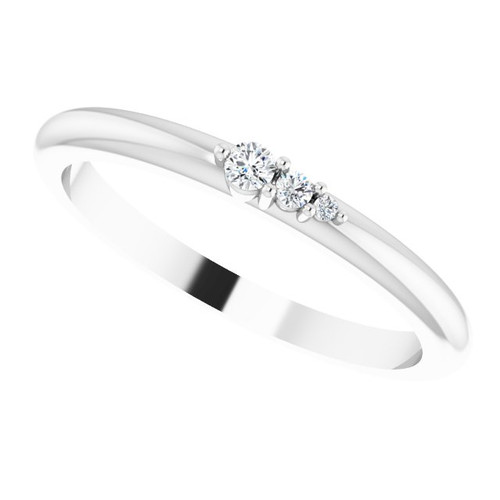 14 Karat White Gold .05 Carat Diamond Graduated Stackable Ring