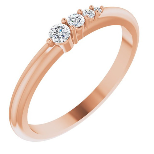 14 Karat Rose Gold 0.10 Carat Natural Diamond Graduated Stackable Ring