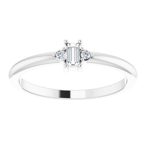 14 Karat White Gold .08 Carat Natural Diamond Stackable Ring