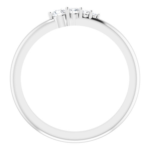 14 Karat White Gold 0.10 Carat Natural Diamond Graduated Stackable Ring