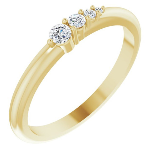 14 Karat Yellow Gold 0.10 Carat Natural Diamond Graduated Stackable Ring