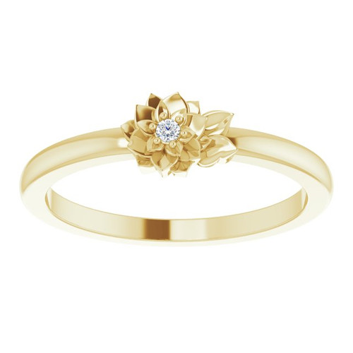 14 Karat Yellow Gold .015 Carat Diamond Flower Ring Size 7