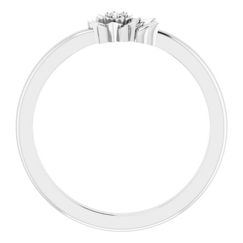 14 Karat White Gold .015 Carat Diamond Flower Ring Size 7