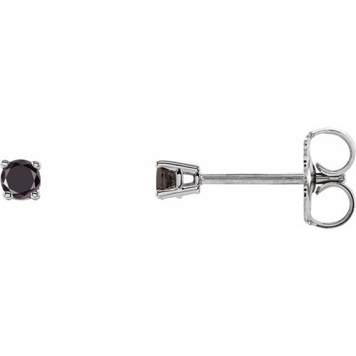 14 Karat White Gold 0.20 Carat Natural Black Diamond Stud Earring with Friction Post