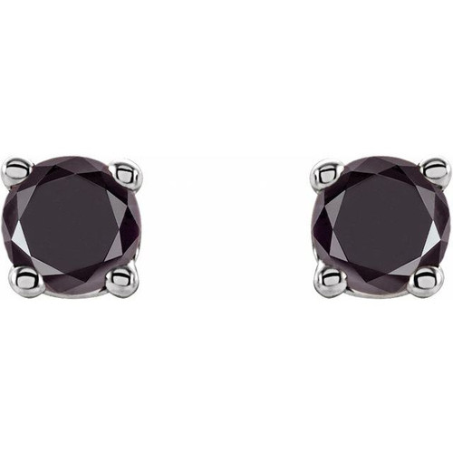 14 Karat White Gold 0.20 Carat Natural Black Diamond Stud Earring with Friction Post