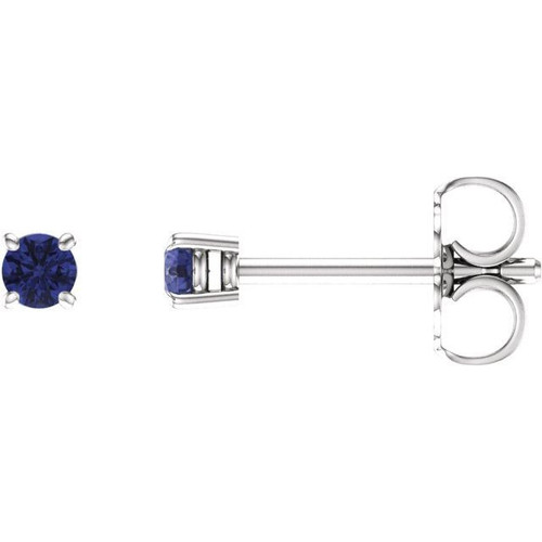 14 Karat White Gold 2.5mm Round Tanzanite Earrings