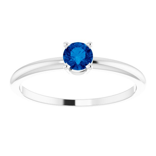 Platinum 4 mm Lab Grown Blue Sapphire Ring