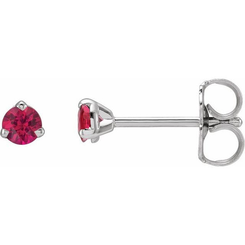 Sterling Silver 3 mm Natural Ruby Earrings