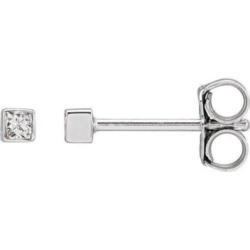 Platinum .05 Carat Natural Diamond Bezel Set Earrings