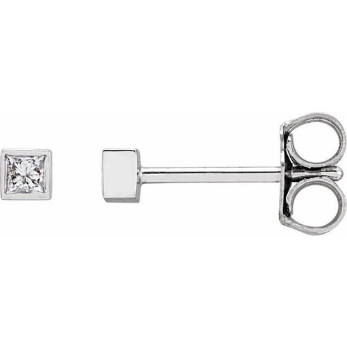 Platinum .07 Carat Natural Diamond Bezel Set Earrings