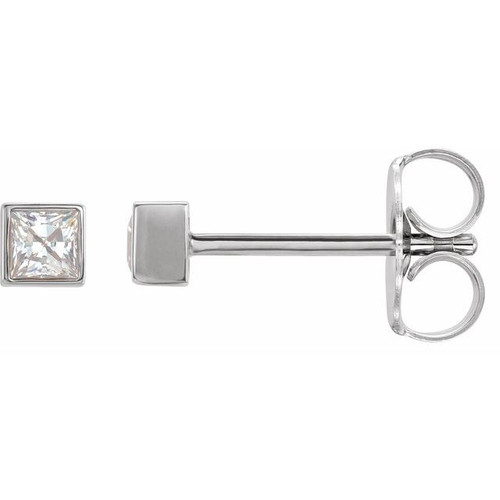 14 Karat White Gold 0.50 Carat Natural Diamond Bezel Set Earrings