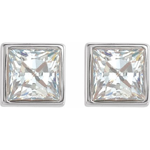 Sterling Silver 0.60 Carat Natural Diamond Bezel Set Earrings