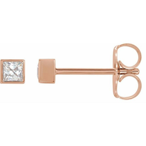 14 Karat Rose Gold 0.60 Carat Natural Diamond Bezel Set Earrings