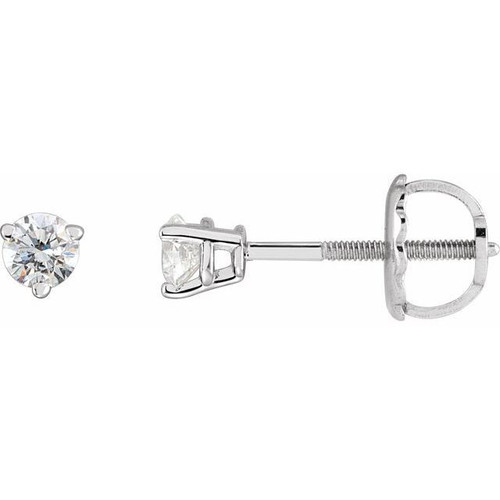 Platinum 0.13 Carat Natural Diamond Threaded Post Earrings