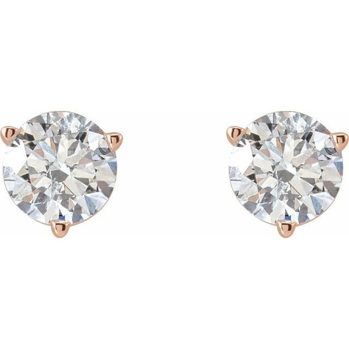 14 Karat Rose Gold 0.40 Carat Natural Diamond Threaded Post Earrings