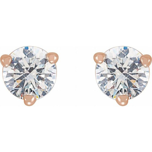 14 Karat Rose Gold 0.20 Carat Natural Diamond Threaded Post Earrings