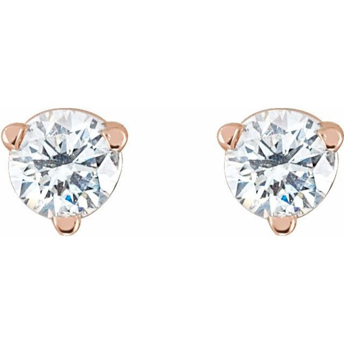 14 Karat Rose Gold 0.13 Carat Natural Diamond Threaded Post Earrings