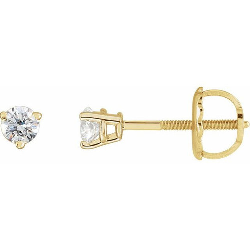 14 Karat Yellow Gold 0.13 Carat Natural Diamond Threaded Post Earrings