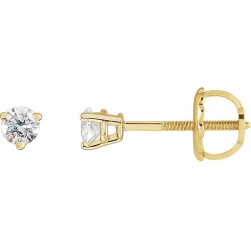 14 Karat Yellow Gold .03 Carat Natural Diamond Threaded Post Earrings